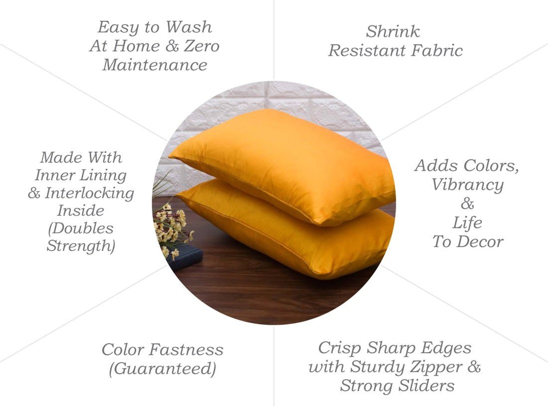 Plain Solid Superlative Rust Yellow Rectangular Cushion Covers - Image 6