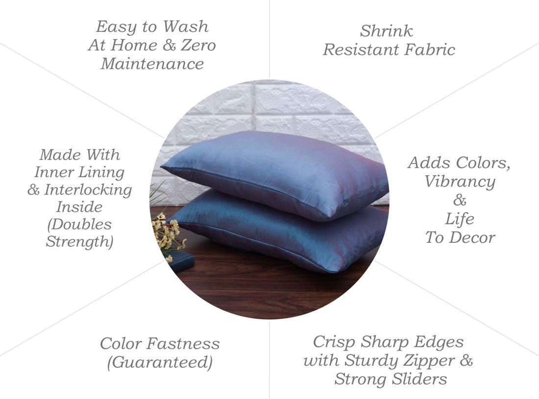 Plain Solid Superlative Steel Blue Rectangular Cushion Covers - Image 6