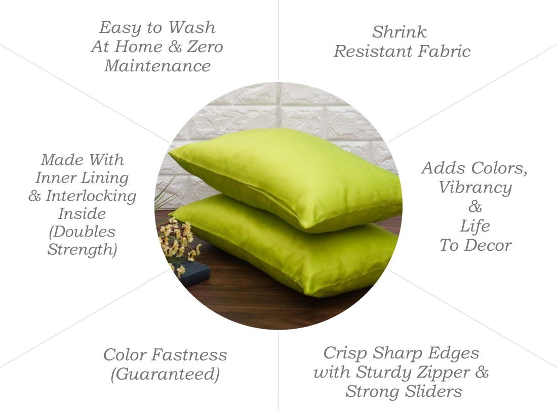 Plain Solid Superlative Parrot Green Rectangular Cushion Covers - Image 6