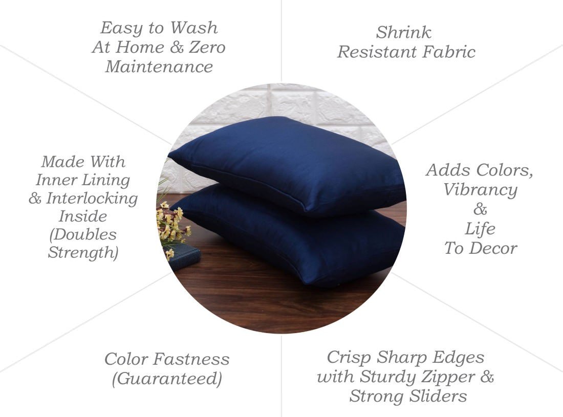 Plain Solid Superlative Navy Blue Rectangular Cushion Covers - Image 6