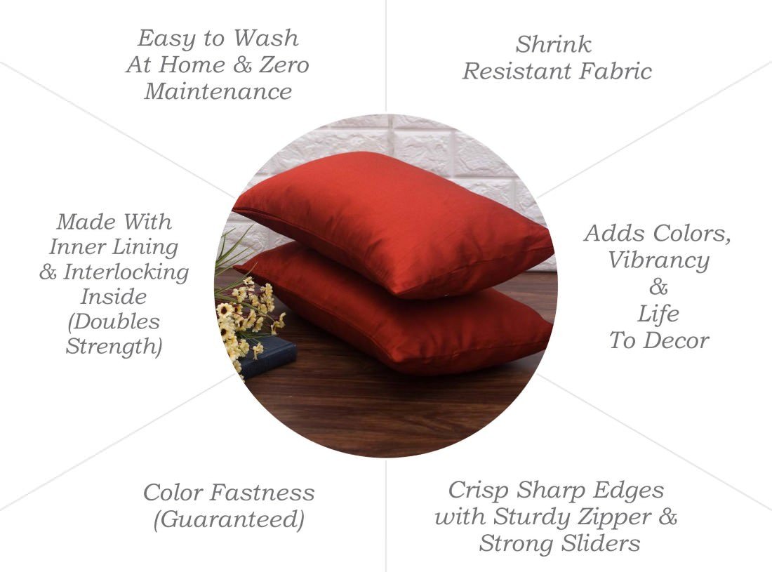 Plain Solid Superlative Maroon Rectangular Cushion Covers - Image 6