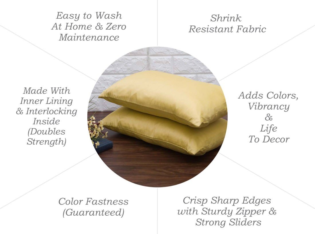 Plain Solid Superlative Light Yellow Rectangular Cushion Covers - Image 6