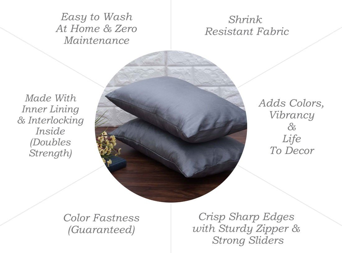 Plain Solid Superlative Grey Rectangular Cushion Covers - Image 6