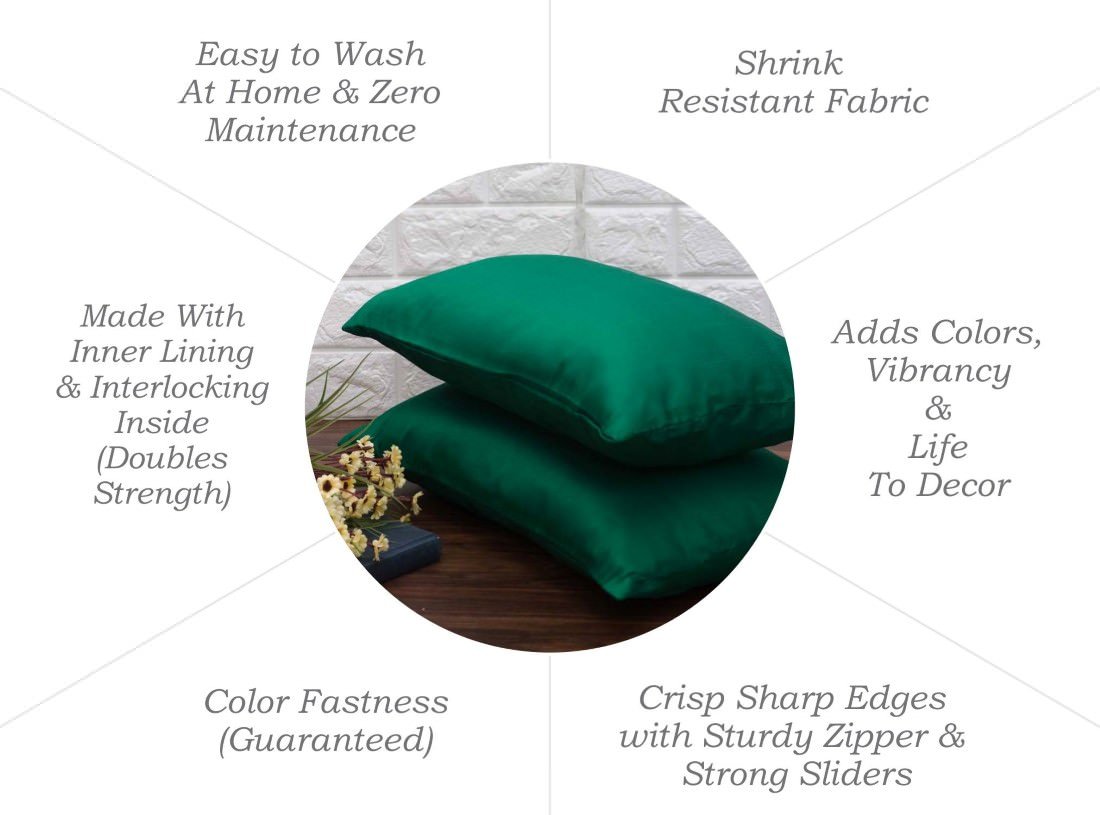 Plain Solid Superlative Emerald Green Rectangular Cushion Covers - Image 6