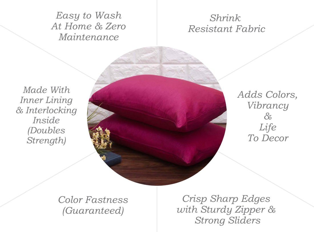 Plain Solid Superlative Dark Magenta Rectangular Cushion Covers - Image 6