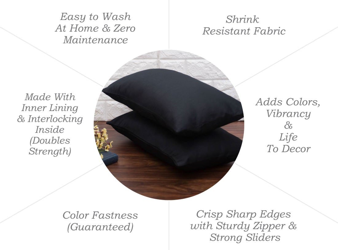 Plain Solid Superlative Black Rectangular Cushion Covers - Image 6
