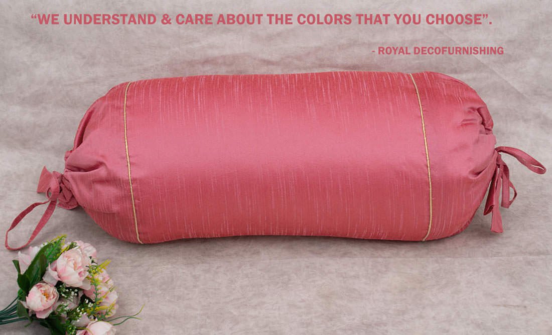 Plain Solid Superlative Blush Pink Bolster Covers - Image 4