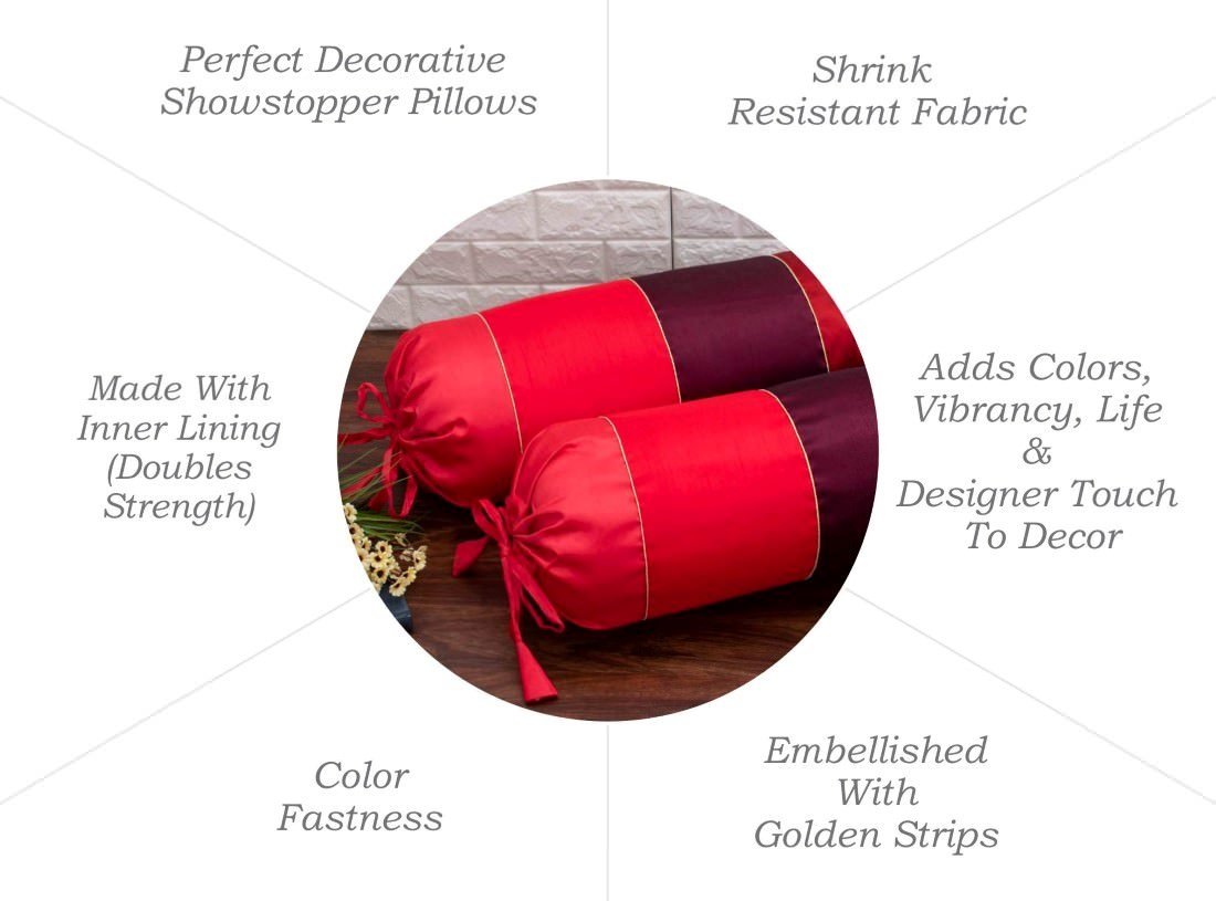 Go Red 4 Shades of Red Designer Bolster Covers - Image 4