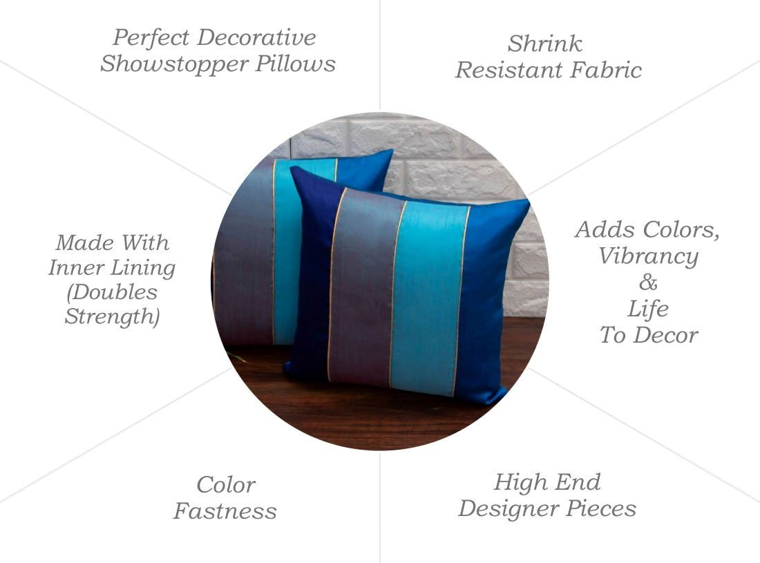 Go Blue 4 Shades of Blue Designer Kattran Cushion Covers - Image 4