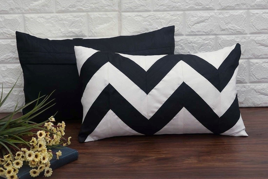 Zig Zag Multicolor Rectangular Cushion Covers - Image 4