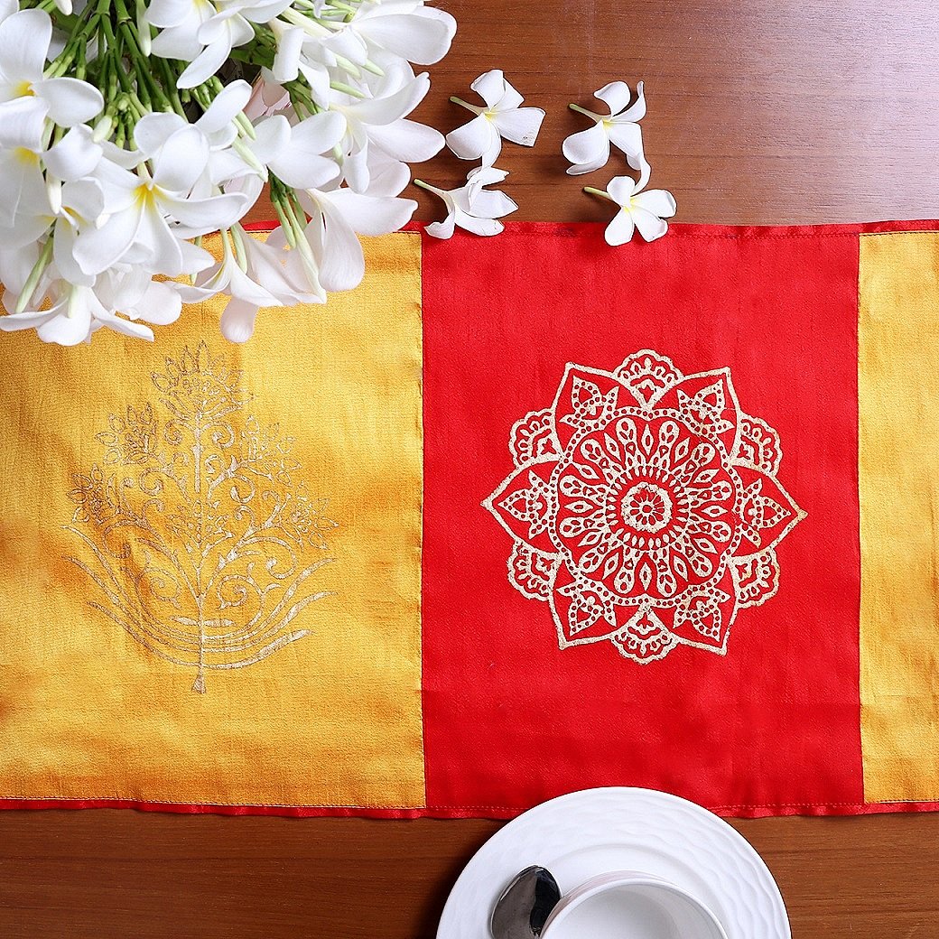 Mandala Butah Block Printed Silk Table Runner - Image 4
