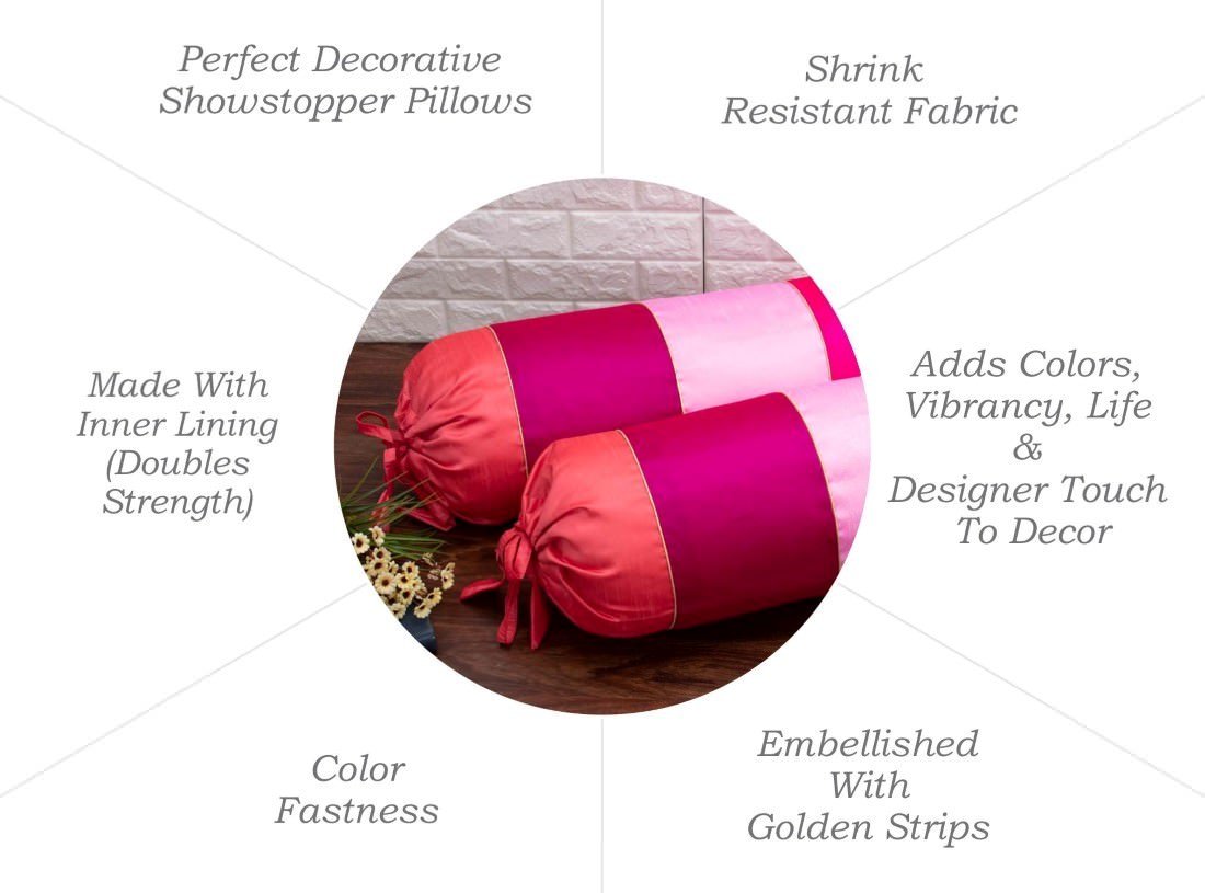 Go Pink 4 Shades of Pink Designer Bolster Cover - Image 4