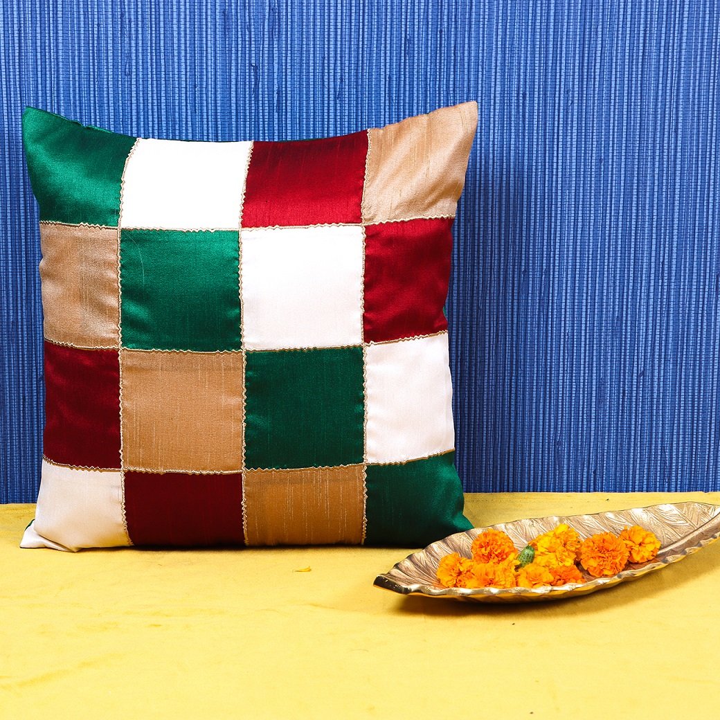 Rangrez Silk 4 Shades of Designer Multicolor Cushion Covers - Image 4