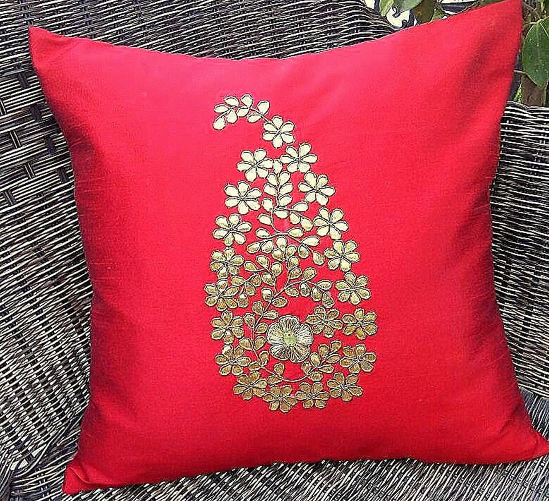 5 Piece Pure Brocade Red & Golden Classic Mughal Banarasi Design Diwan Set Combo - Image 4