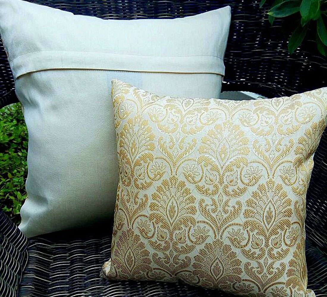 Irish Ivory & Golden Mughal Classic Design Cushion Covers - Image 3