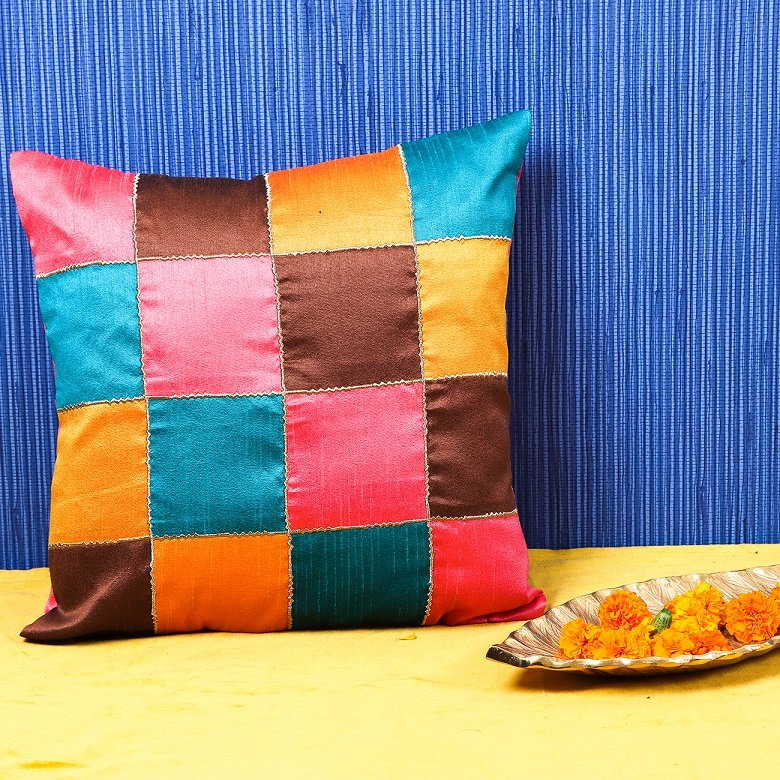Rangrez Silk 4 Shades of Designer Multicolor Cushion Covers - Image 4