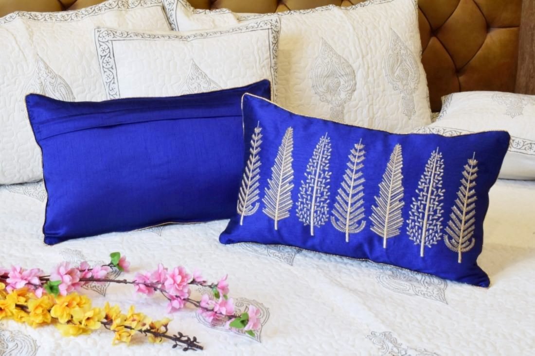 Baag-e-Bahaar Dark Blue Rectangular Cushion Covers - Image 4