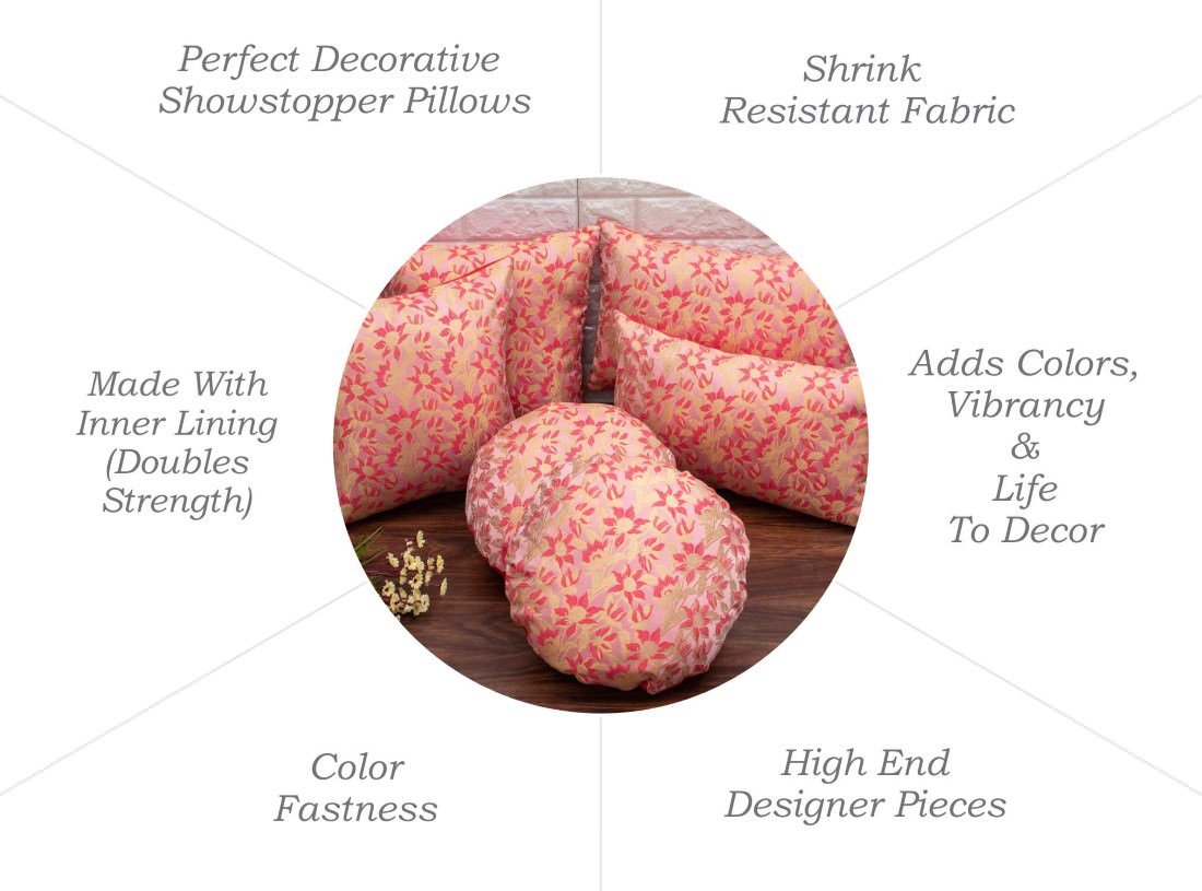 Coral Bageecha Floral Brocade Silk Cushion Covers - Image 6