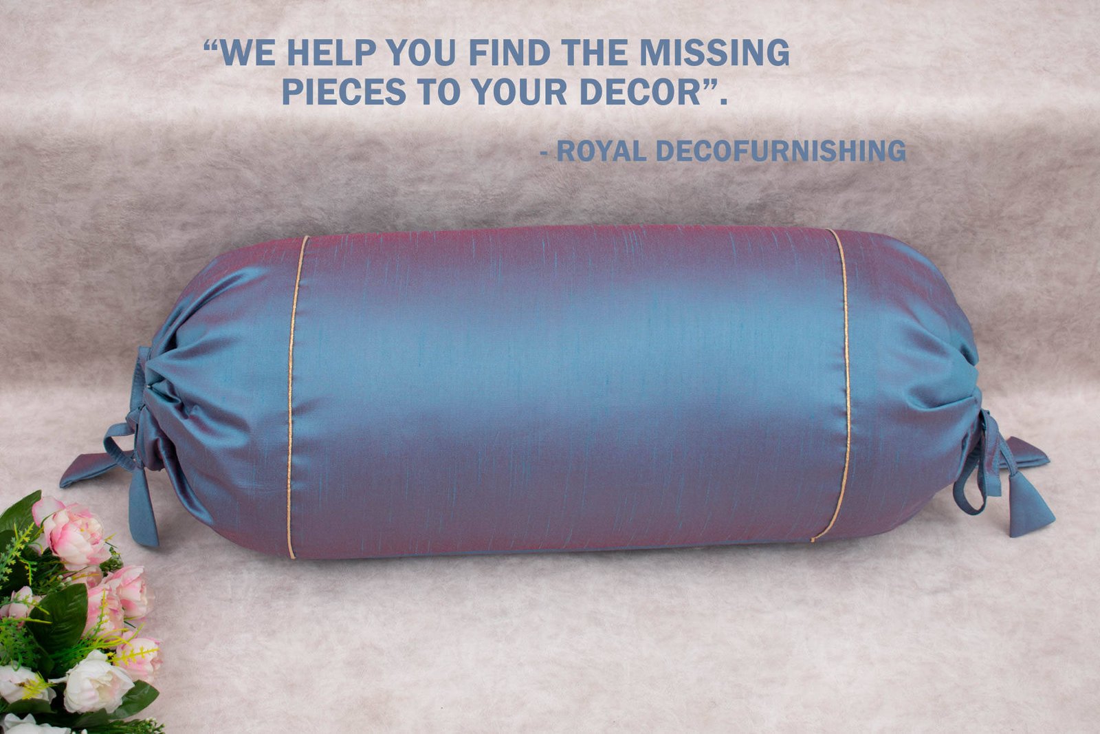 Plain Solid Superlative Steel Blue Bolster Covers - Image 5