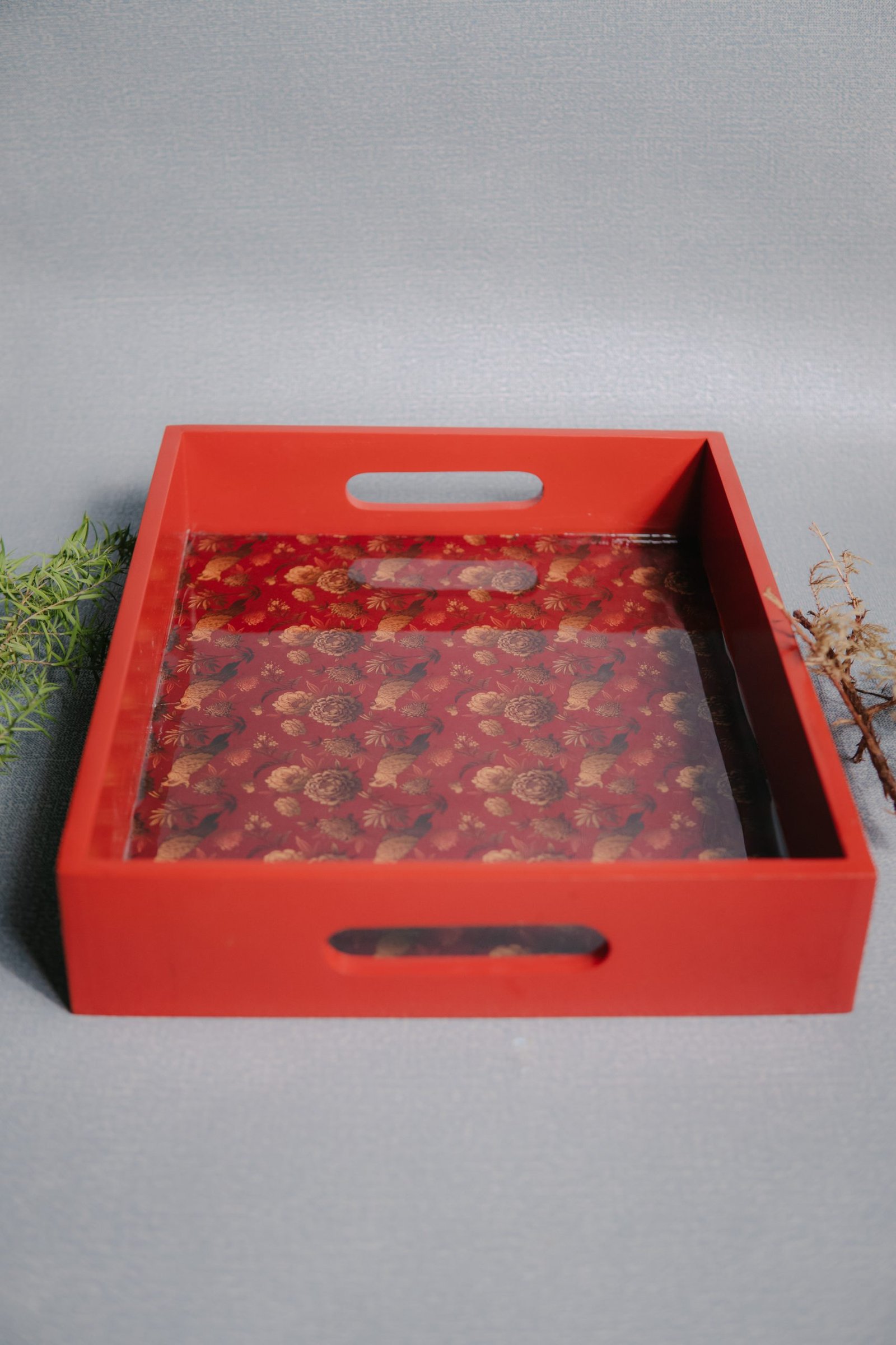 Wooden Artistic Red Meadow Serving Trays (Set of 2) - Image 4