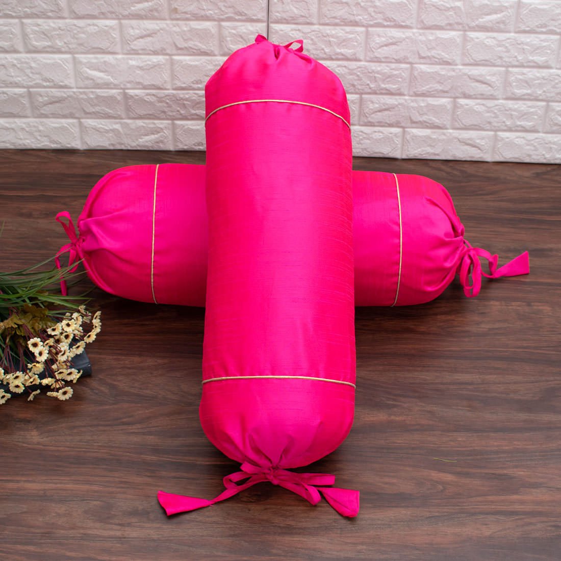 Plain Solid Superlative Magenta Bolster Covers - Image 3