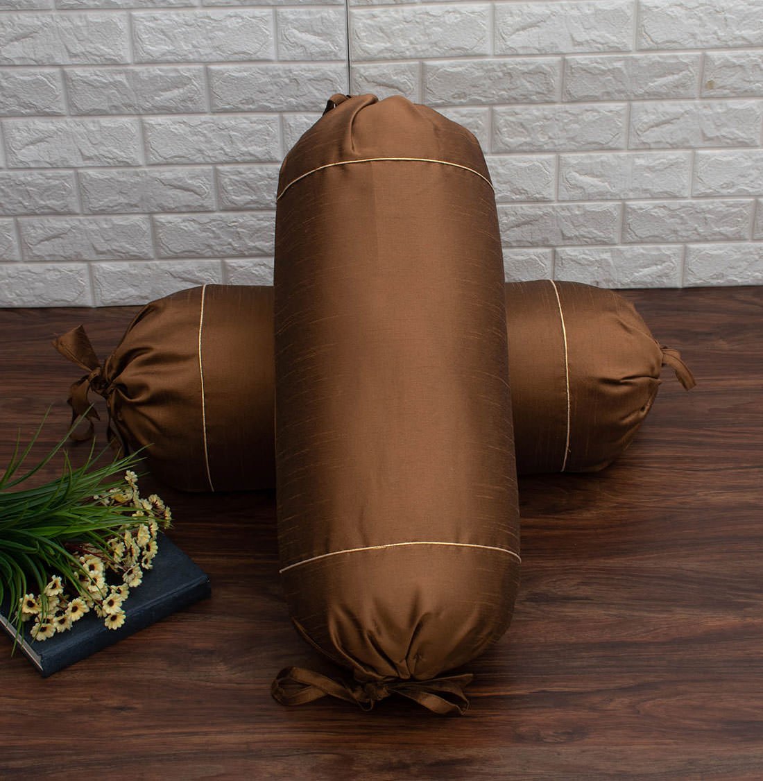 Plain Solid Superlative Light Brown Bolster Covers - Image 3