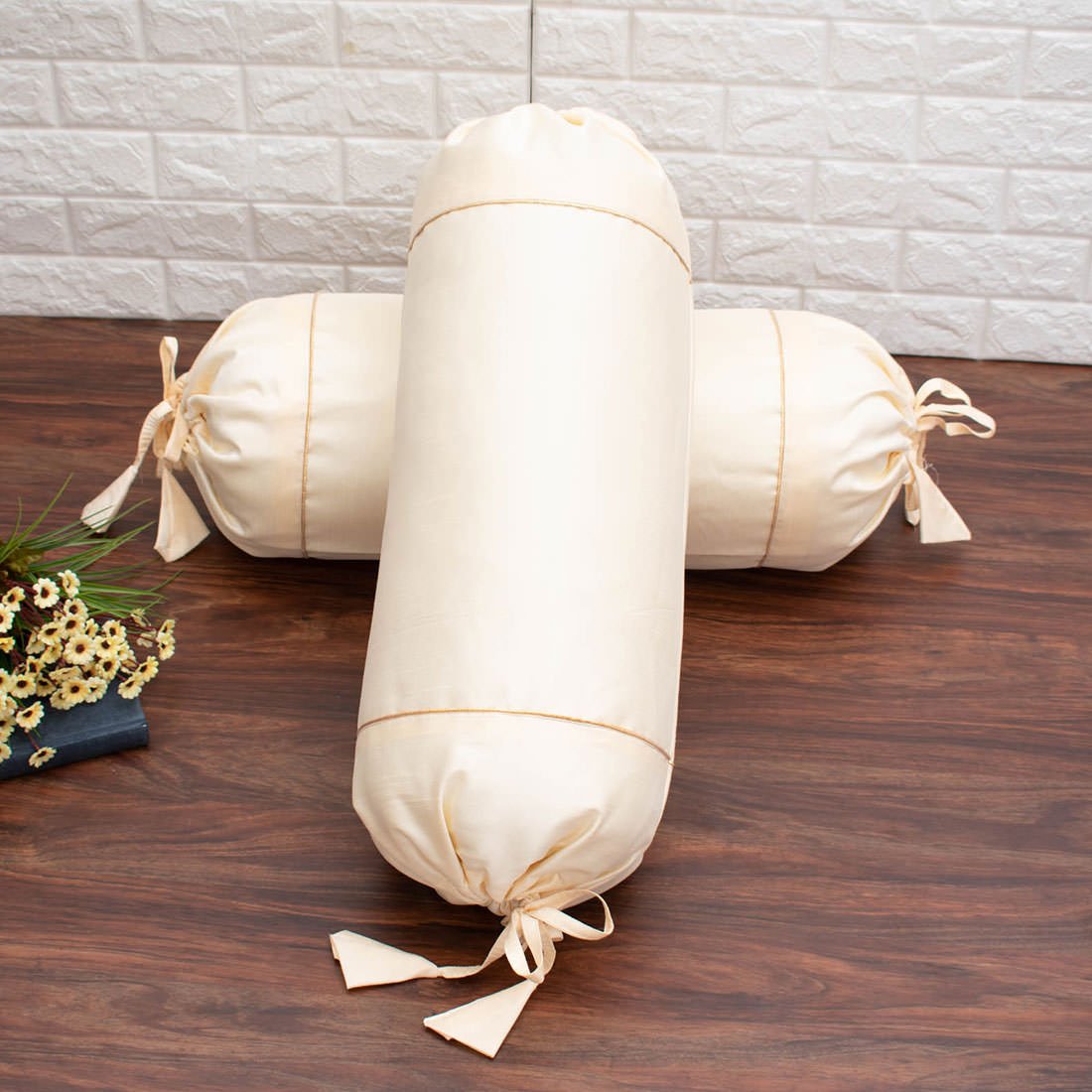 Plain Solid Superlative Ivory Bolster Covers - Image 3