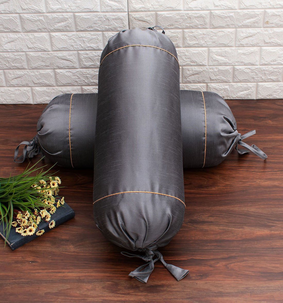 Plain Solid Superlative Grey Bolster Covers - Image 3