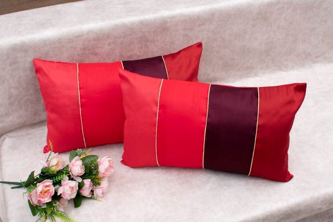 Go Red 4 Shades of Red Designer Rectangular Kattran Cushion Covers - Image 6
