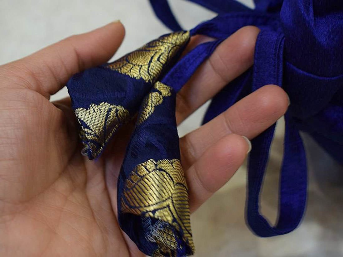 Get Bold With Rich Heritage & Class! Premium Quality Pure Brocade Blue & Golden Classic Design Ethnic Bolster Covers - Image 5