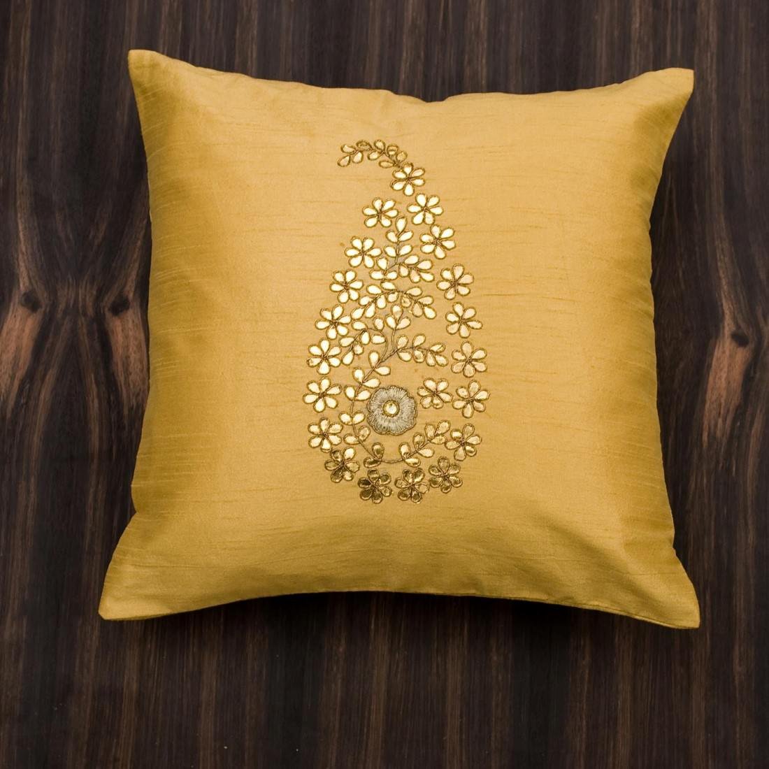 Beige & Golden Paisley Gota Patti Hand Embroidery - Image 5