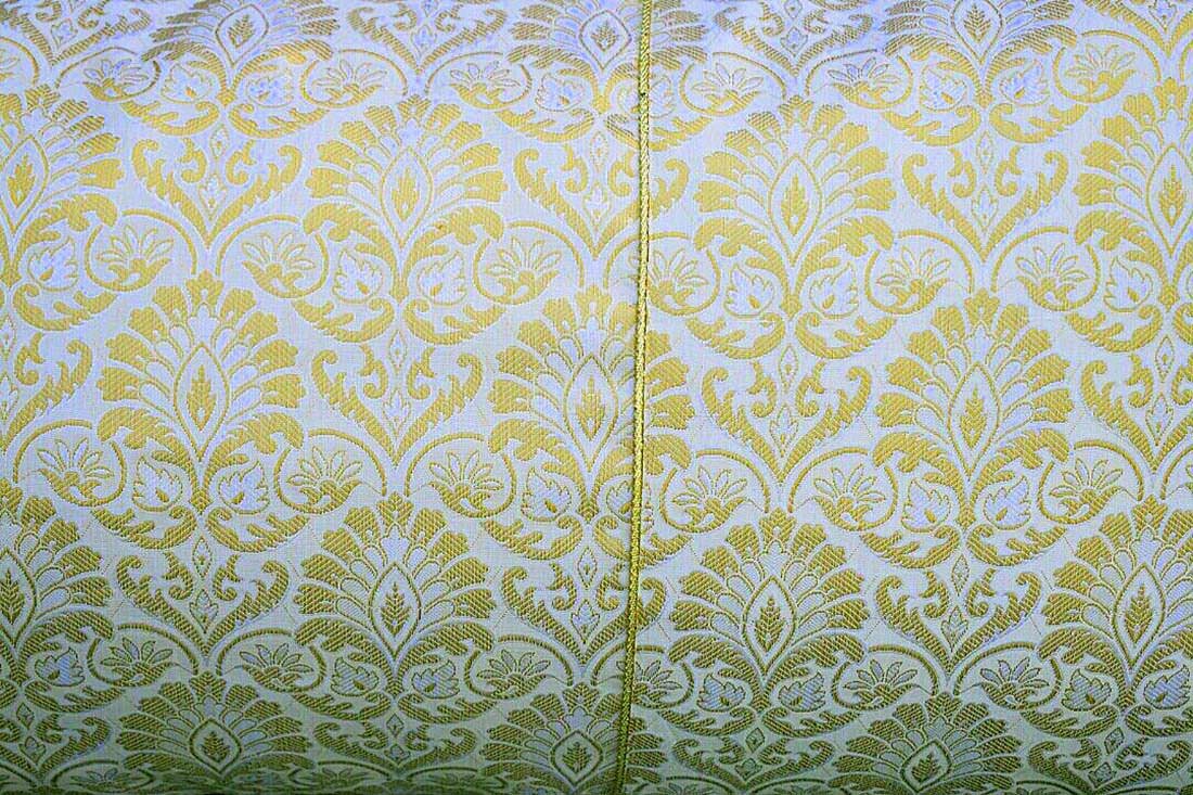 Extra Long Irish Ivory & Golden Brocade Mughal Classic Design Pillow Cover With Filler - Image 5