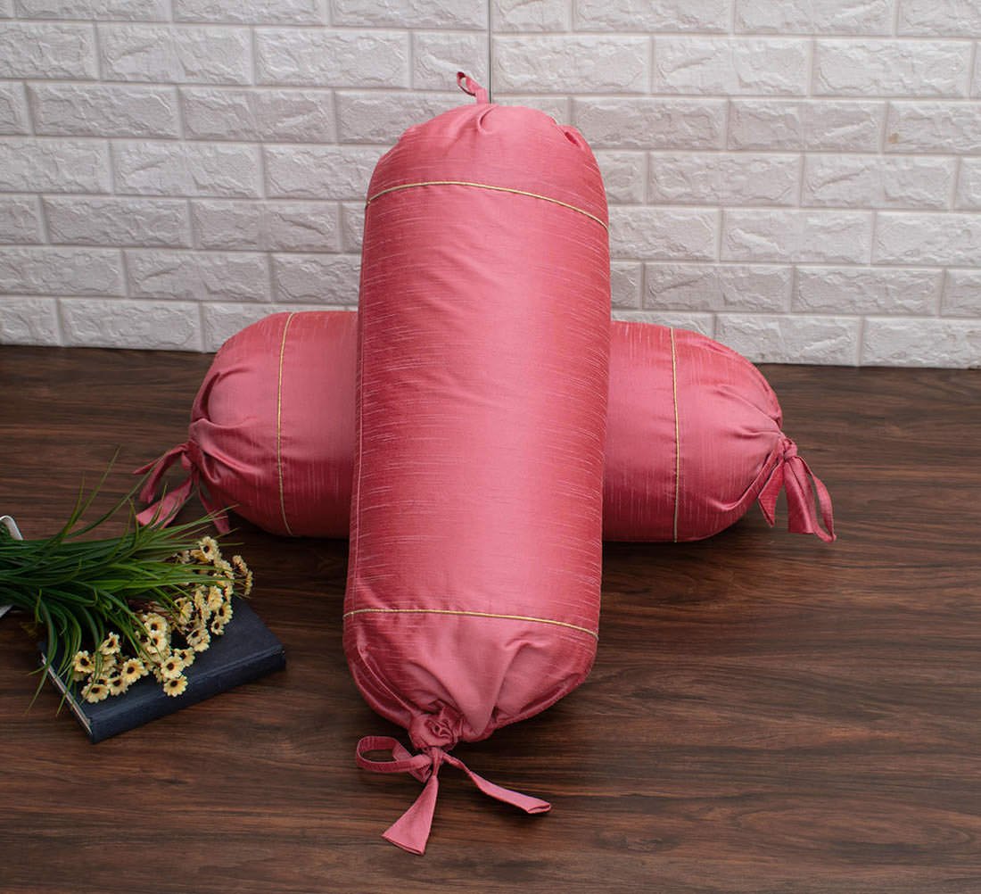 Plain Solid Superlative Blush Pink Bolster Covers - Image 5