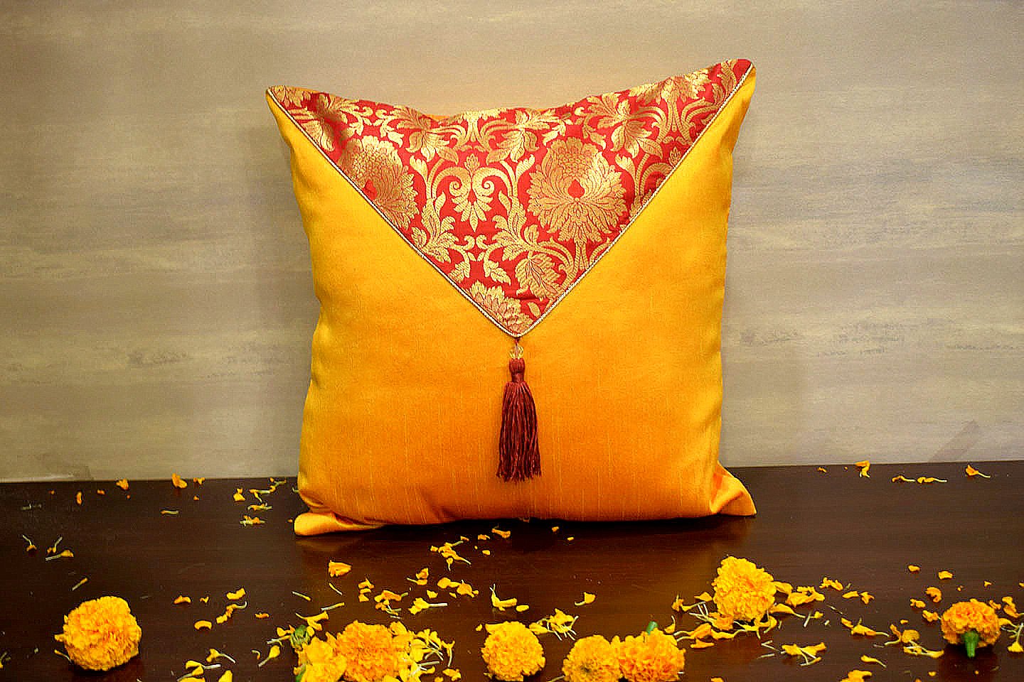 Mehrang Cushion Covers Combo (Olive Green, Rust Yellow, Orange) - Image 5