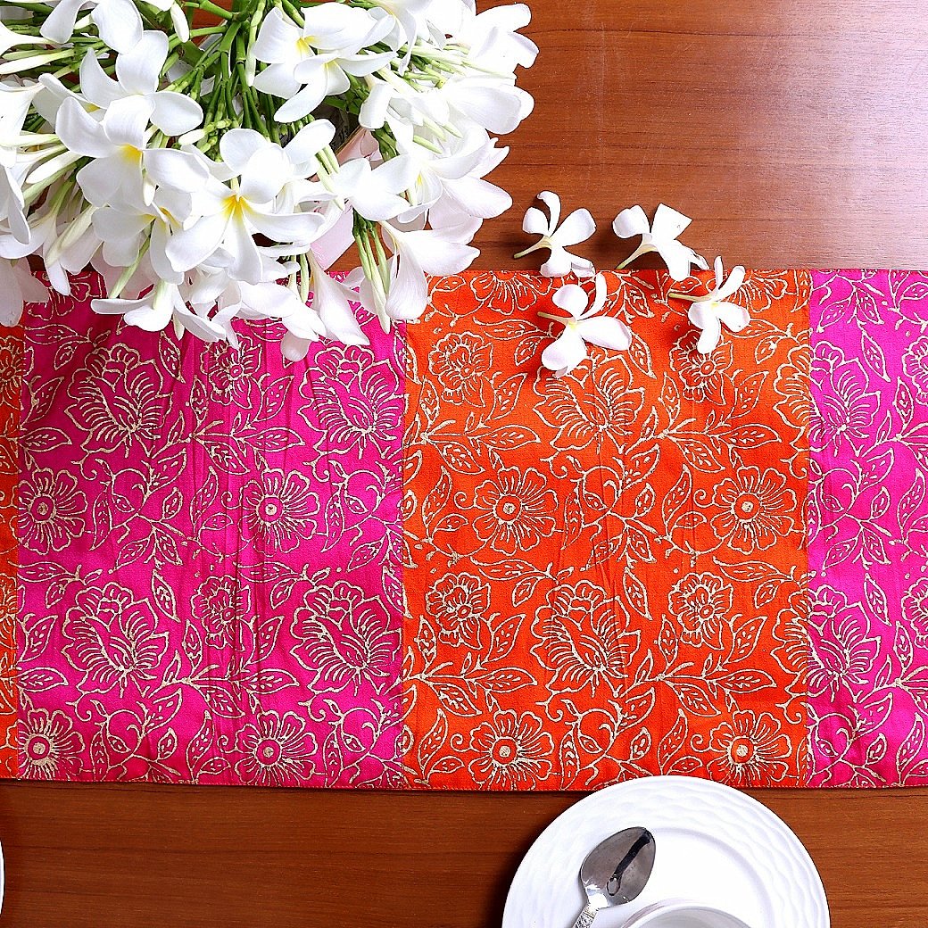 Firdaus Bagh Block Printed Silk Table Runner - Image 5
