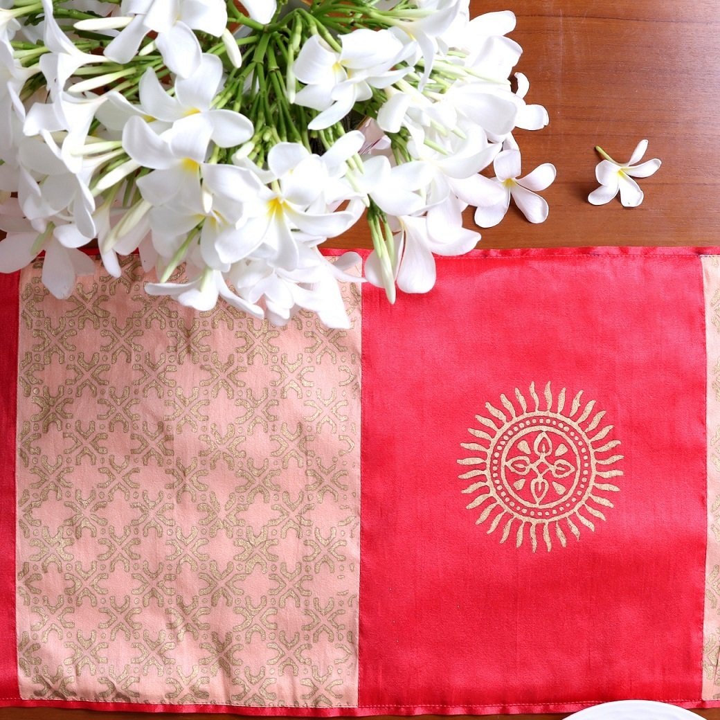 Nakshatra Block Printed Silk Table Runner - Image 5
