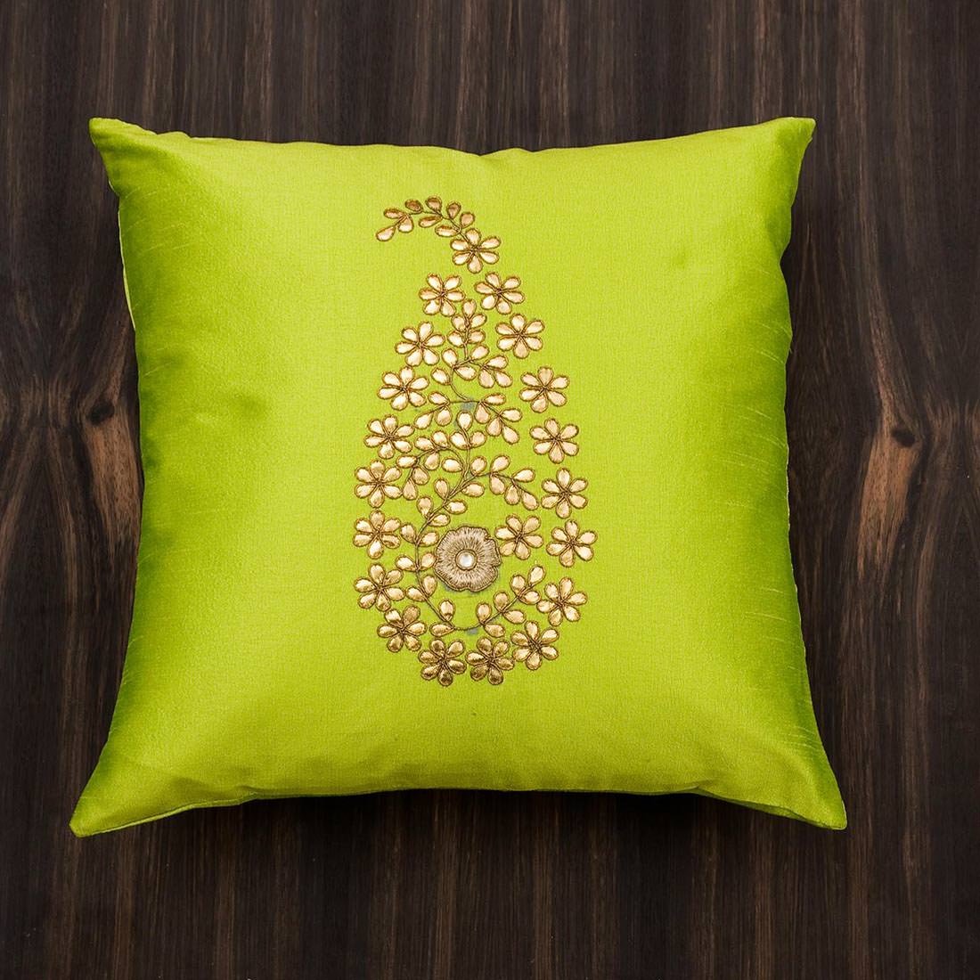 Parrot Green & Golden Paisley Gota Patti Hand Embroidery - Image 4