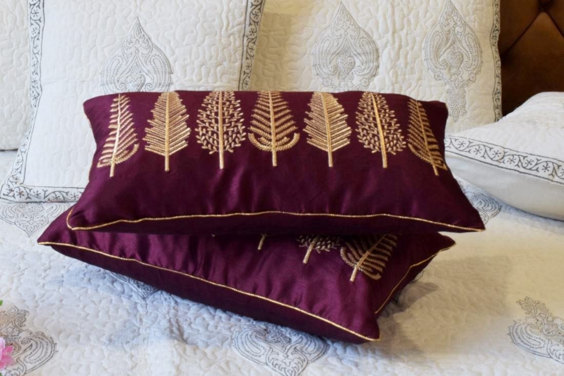 Baag-e-Bahaar Wine Rectangular Cushion Covers - Image 5