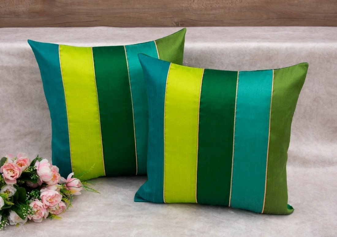 Go Green 5 Shades of Green Designer Kattran Cushion Covers - Image 4