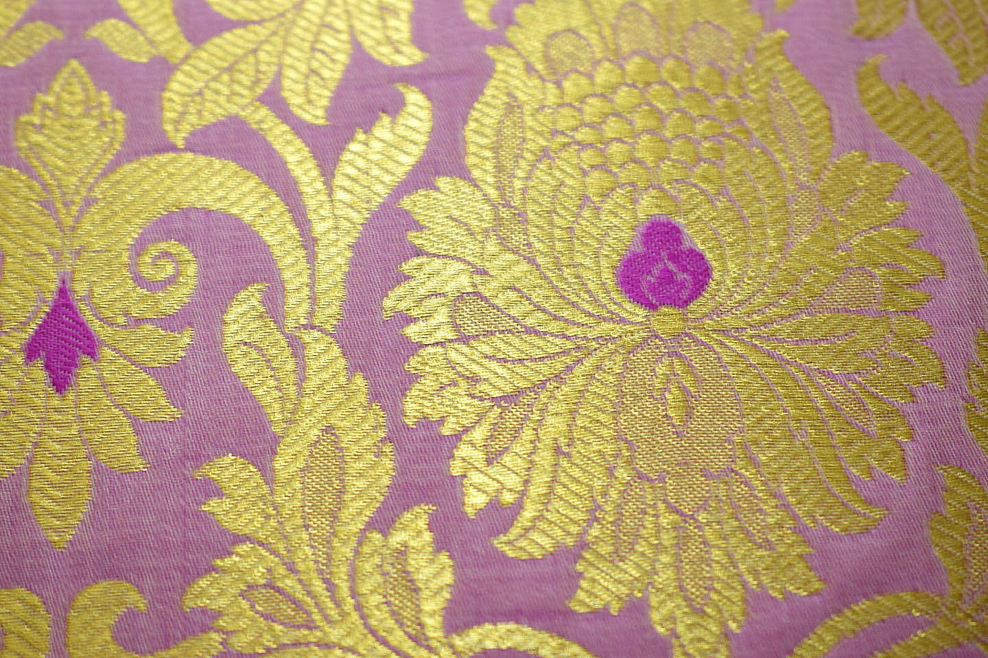 MUGHAL BANARASI Brocade Long Rectangular Cushion Covers (Lavender & Golden) - Image 5