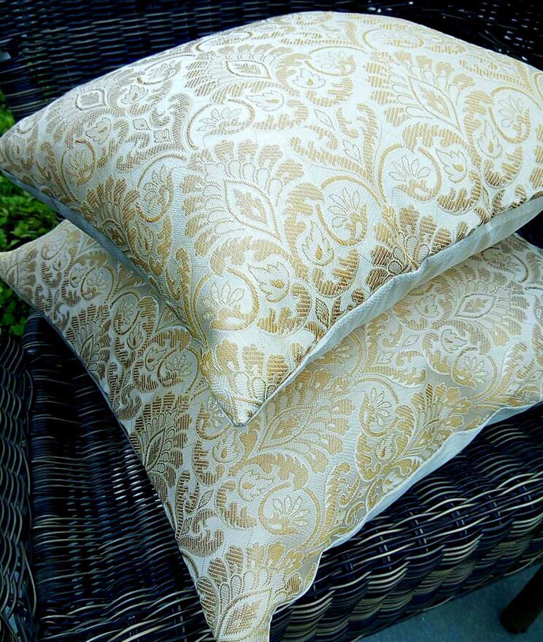 Irish Ivory & Golden Mughal Classic Design Cushion Covers - Image 5