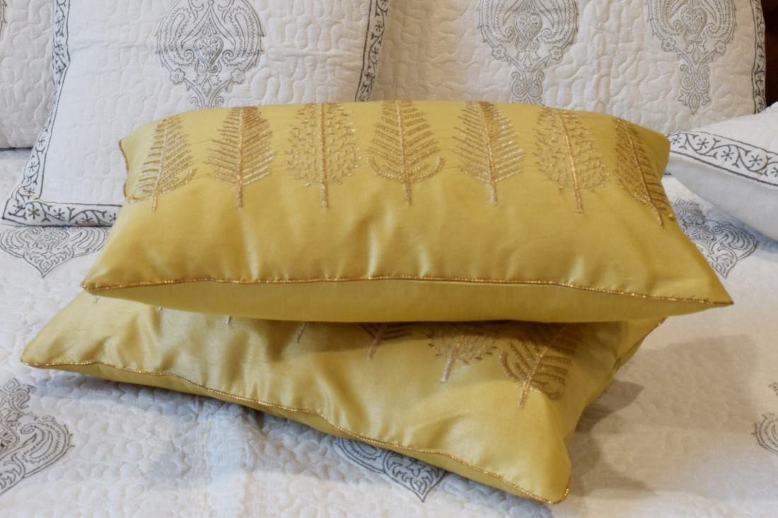 Baag-e-Bahaar Light Yellow Rectangular Cushion Covers - Image 5