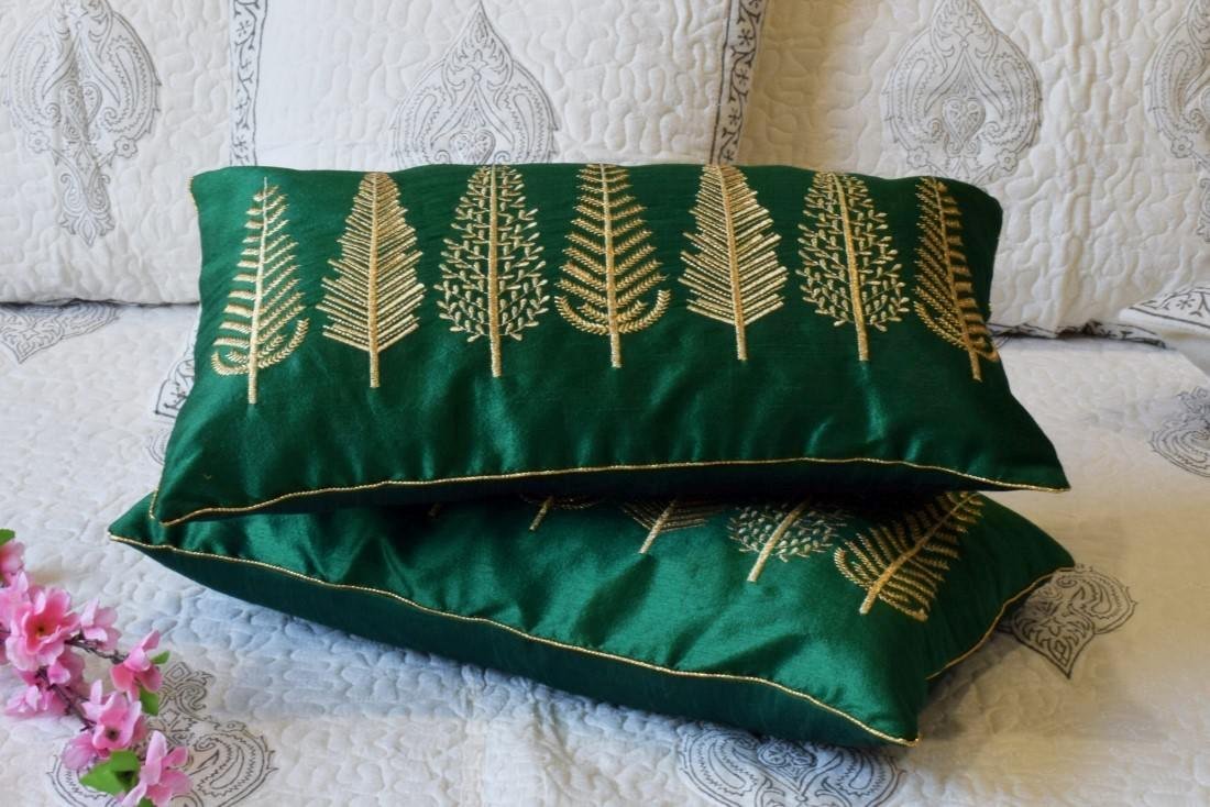 Baag-e-Bahaar Emerald Green Rectangular Cushion Covers - Image 5