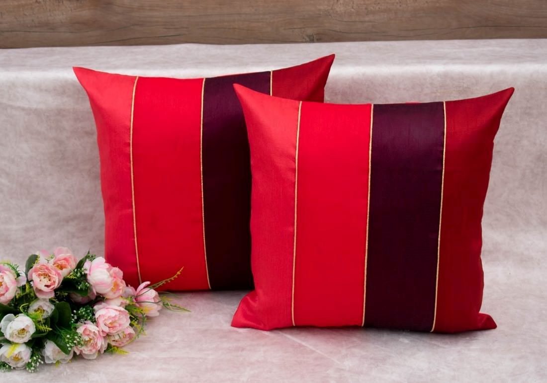 Go Red 4 Shades of Red Designer Kattran Cushion Covers - Image 5