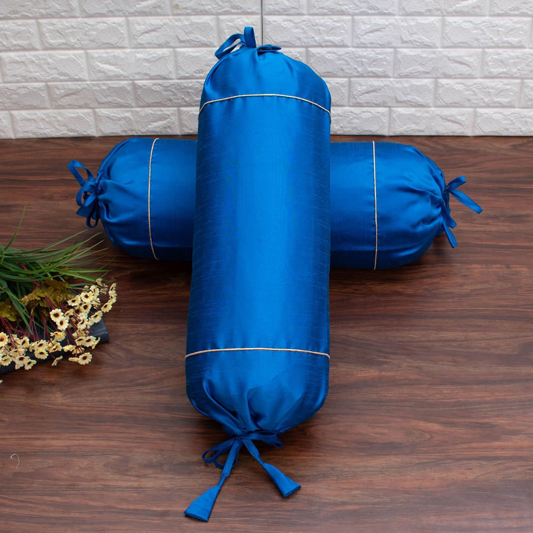 Plain Solid Superlative Teal Blue Bolster Covers - Image 3