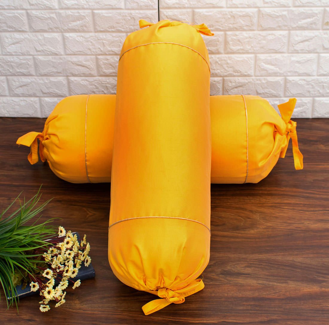 Plain Solid Superlative Sunshine Yellow Bolster Covers - Image 3