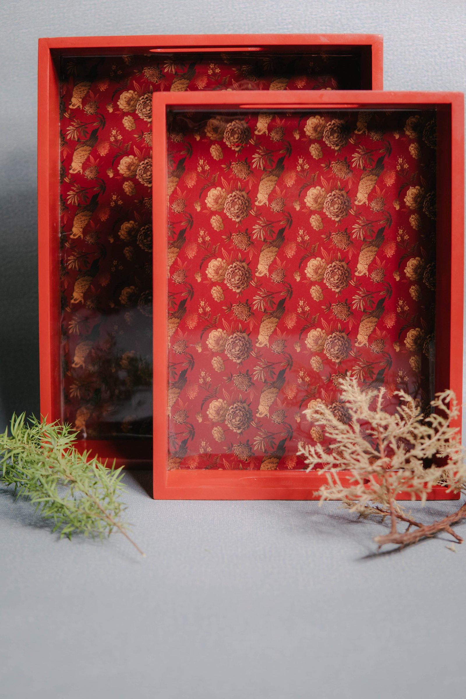 Wooden Artistic Red Meadow Serving Trays (Set of 2) - Image 5