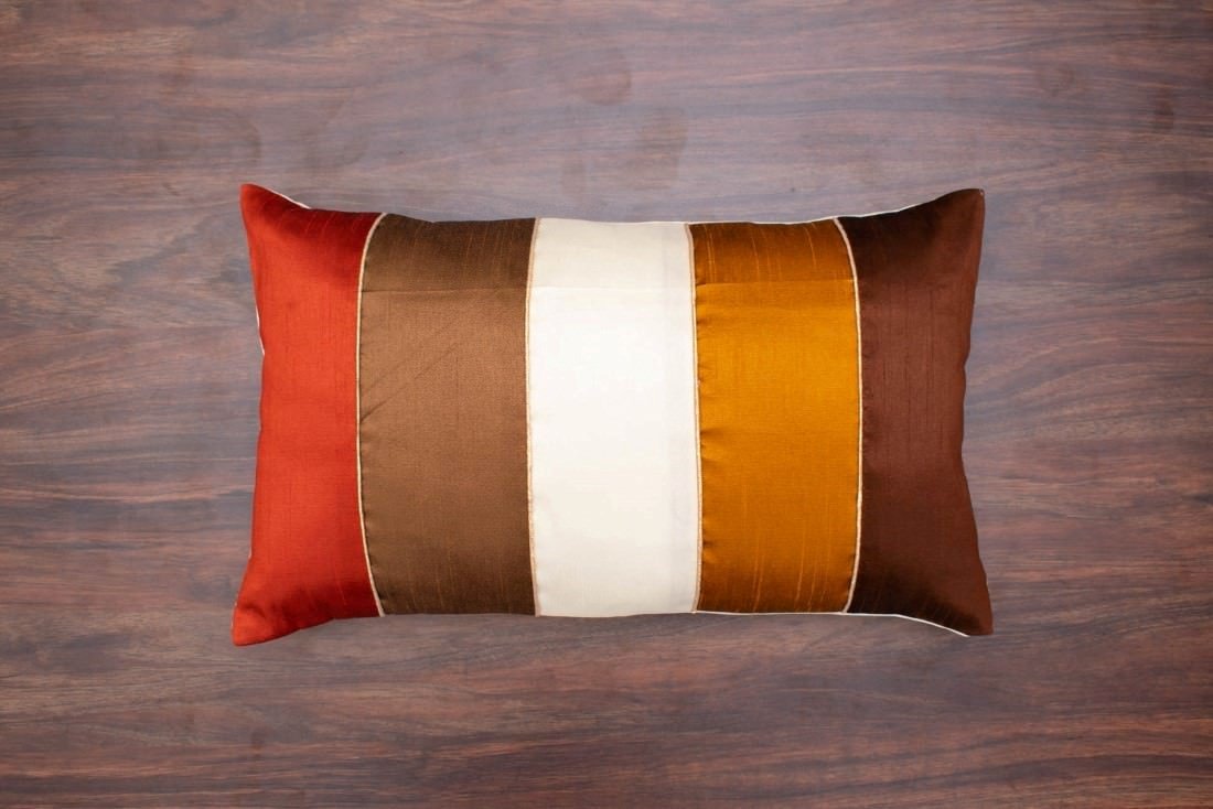 Go Natural 5 Shades of Wooden Earthy Tone Designer Rectangular Kattran Cushion Covers - Image 6