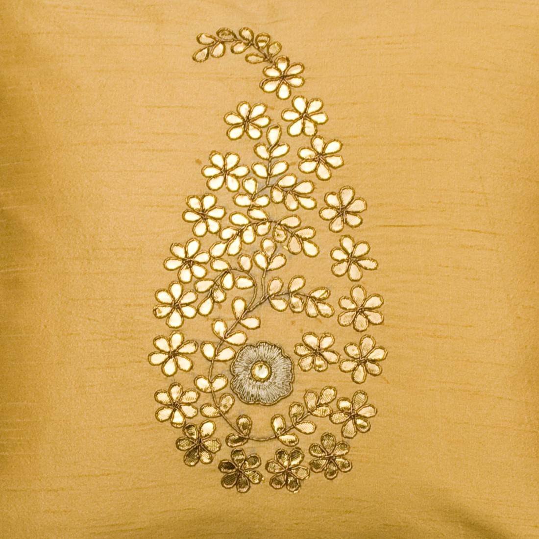 Beige & Golden Paisley Gota Patti Hand Embroidery - Image 6