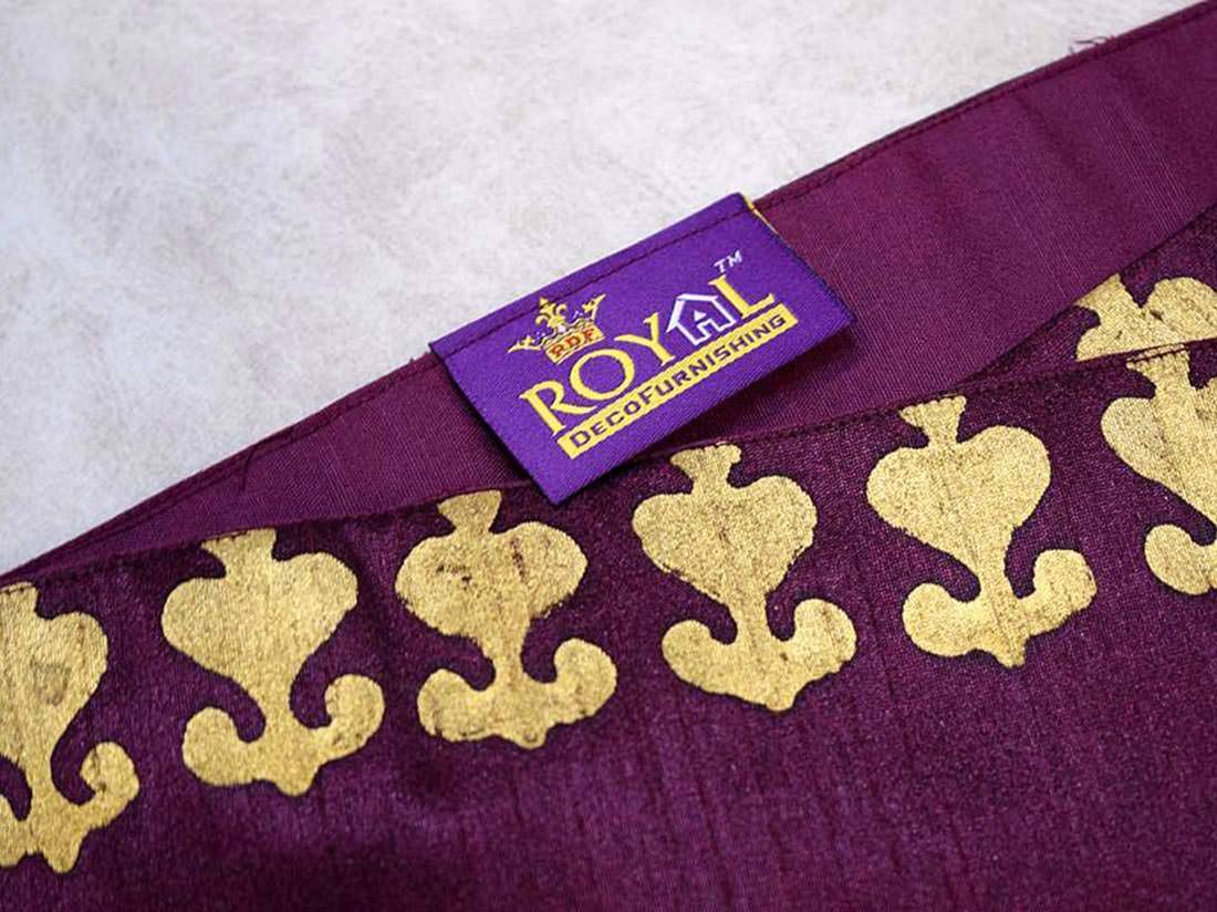 Royal Gold Hand Block Printed Premium Quality Silk Ethnic Table Runner - Wine - Image 6